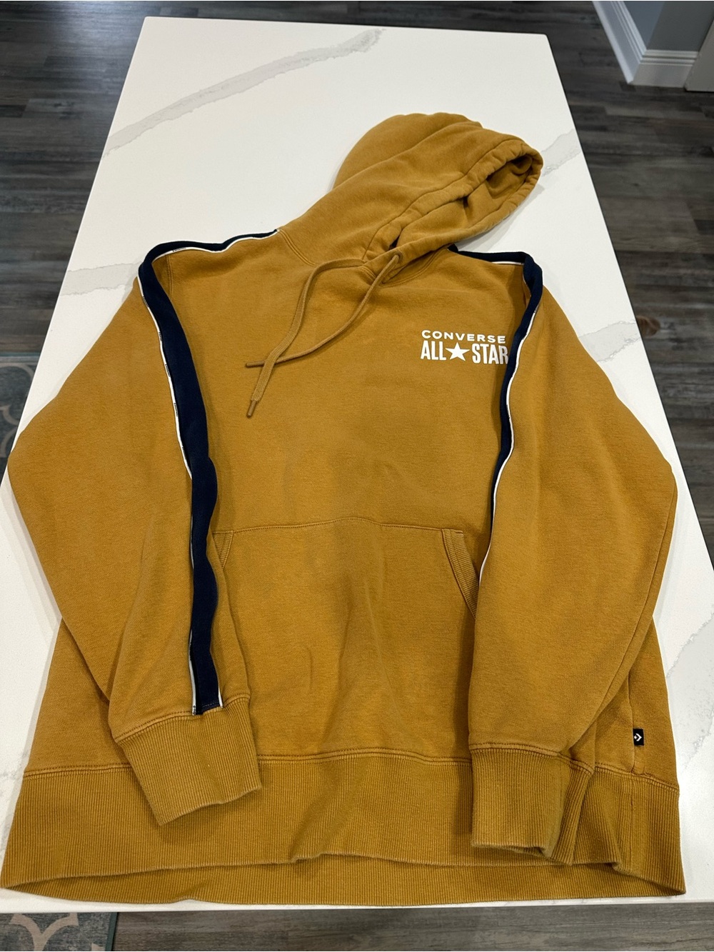 Converse All Star Mustard Pullover Hoodie with Navy Trim